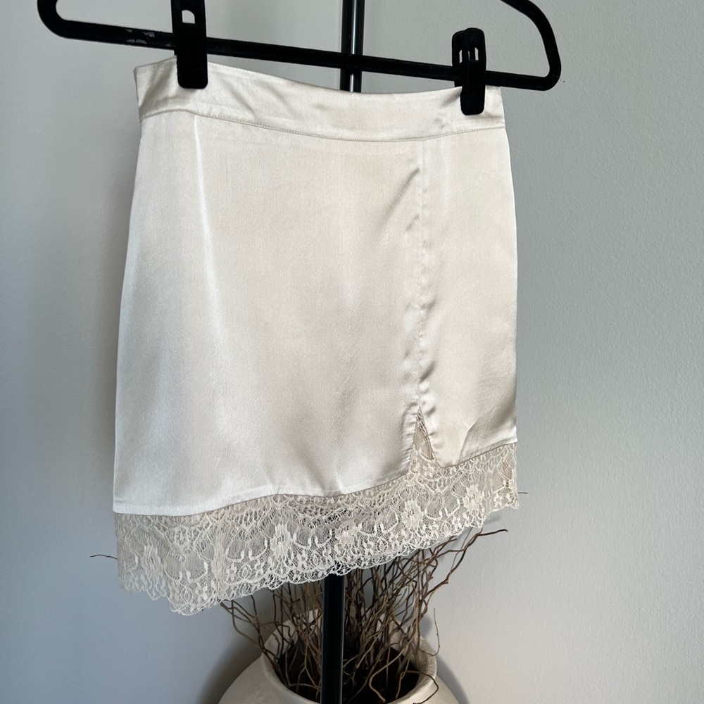 Camila Coelho Champagne Satin Mini Skirt